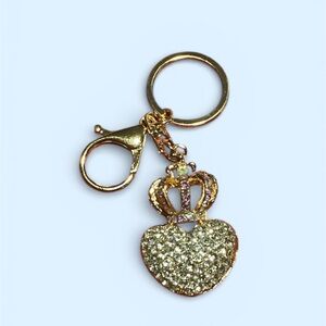 Gold Crown Heart Keychain